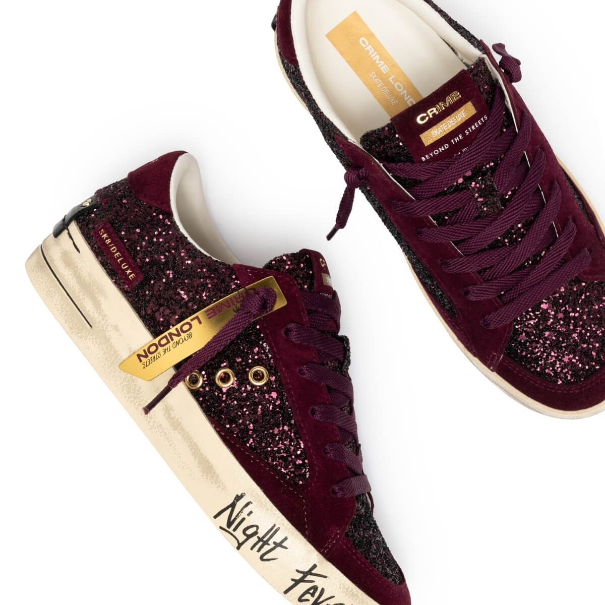 CRIME LONDON SK8 DELUXE SNEAKERS 23100 71 BORDEAUX GLITTER