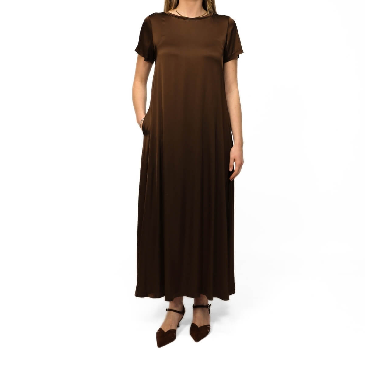 CROCHÉ ABITO LUNGO SATIN 817 MARRONE