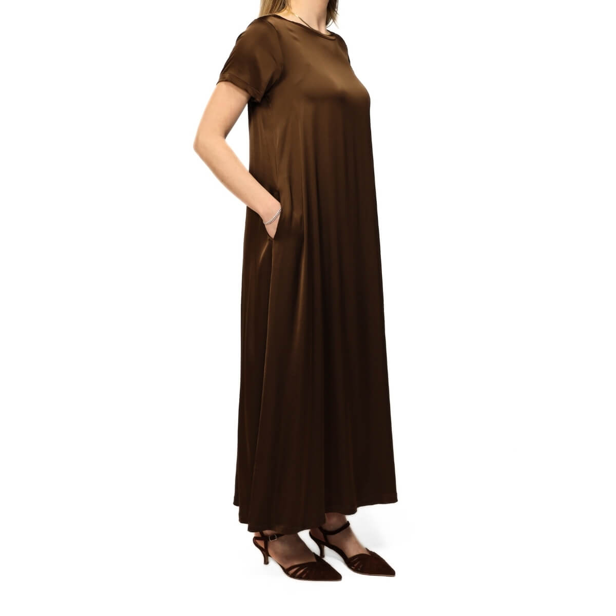 CROCHÉ ABITO LUNGO SATIN 817 MARRONE