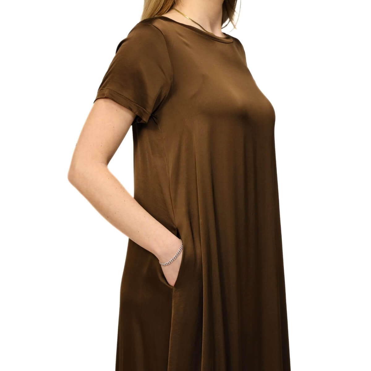 CROCHÉ ABITO LUNGO SATIN 817 MARRONE