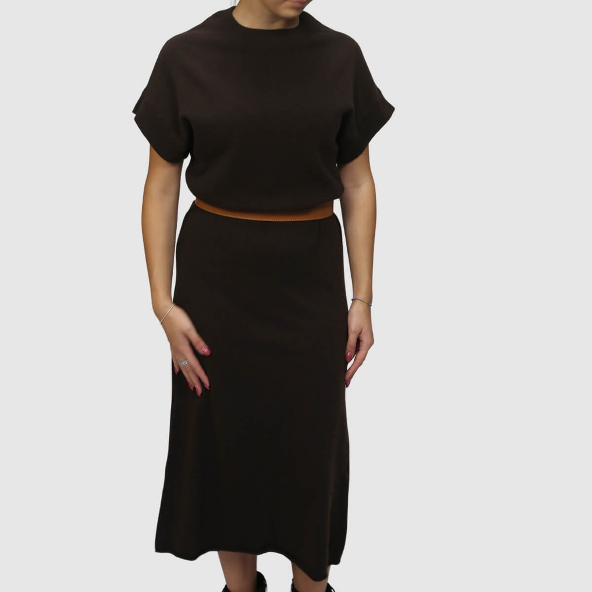 CROCHÈ ABITO IN MAGLIA CR11432 MARRONE