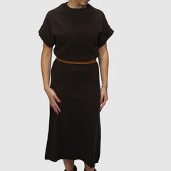 CROCHÈ ABITO IN MAGLIA CR11432 MARRONE
