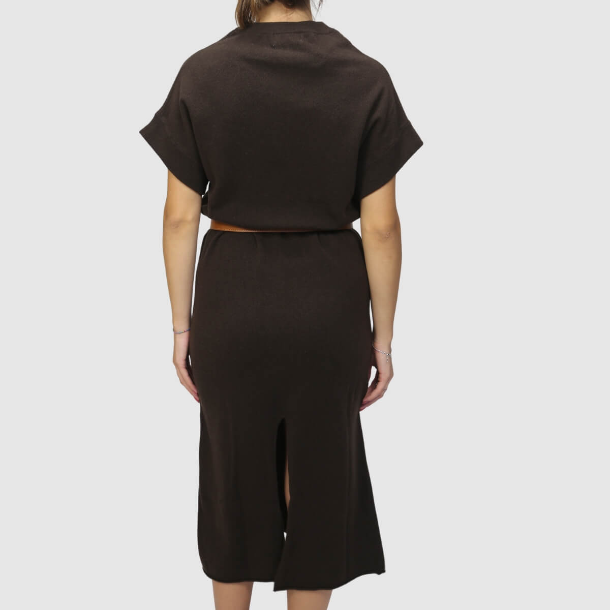 CROCHÈ ABITO IN MAGLIA CR11432 MARRONE