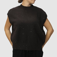 CROCHÈ GILET CR11439 MARRONE