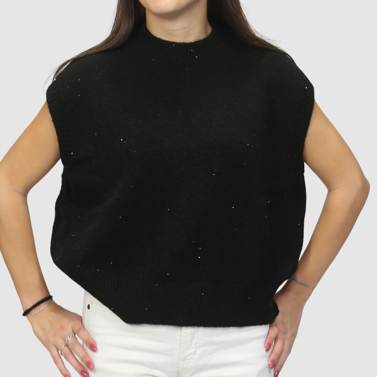 CROCHÈ GILET CR11439 NERO