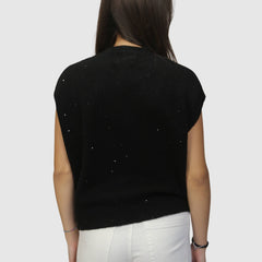 CROCHÈ GILET CR11439 NERO