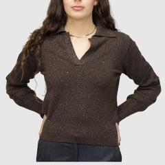 CROCHÈ POLO CR11411 MARRONE GLITTER