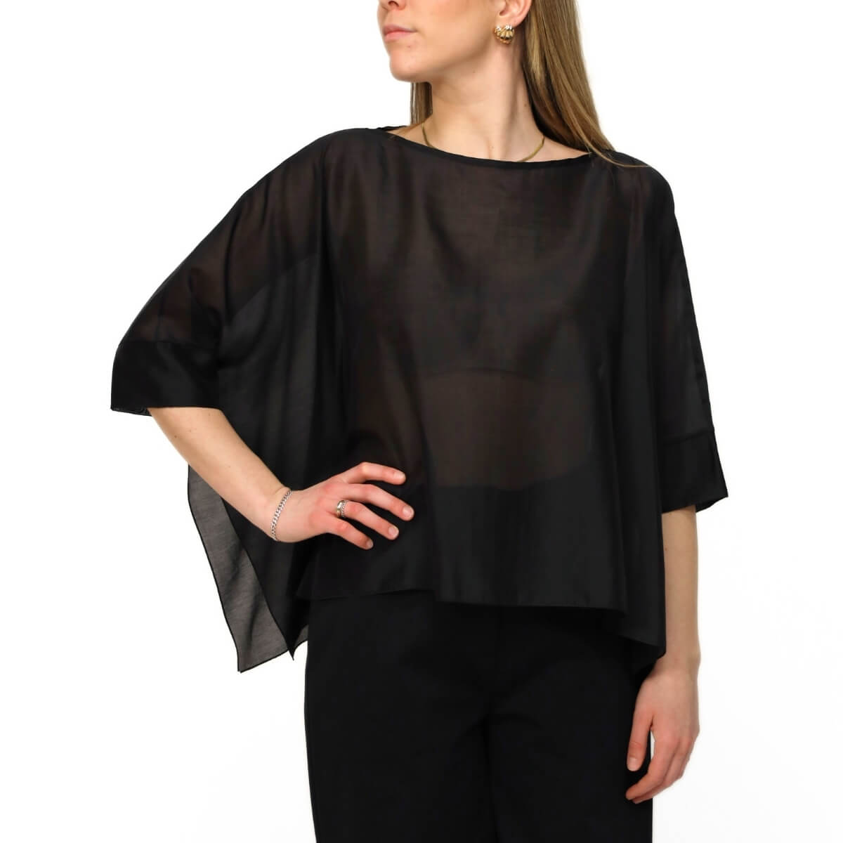 CROCHÉ TOP SEMI-TRASPARENTE 835 NERO
