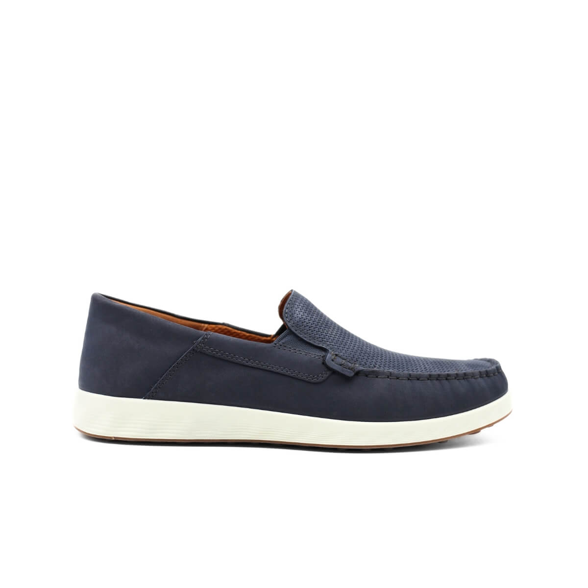 Mocassino ECCO S Lite Moc blu in pelle nubuck vista laterale