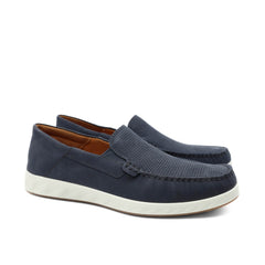 Mocassino ECCO S Lite Moc blu in pelle nubuck vista laterale