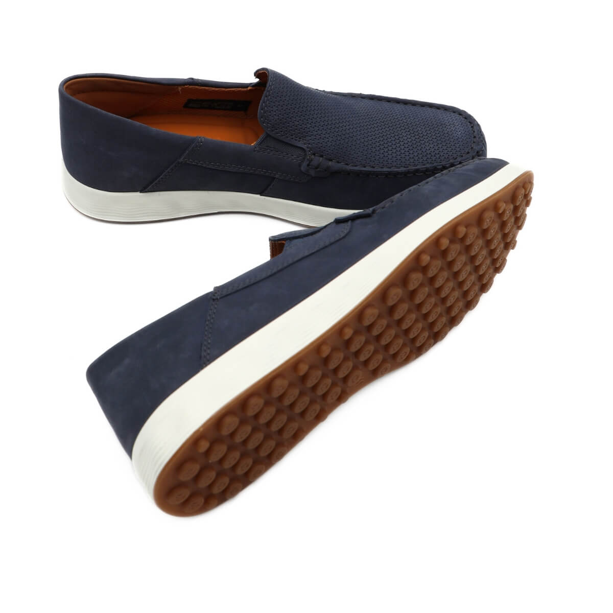 Mocassino ECCO S Lite Moc blu in pelle nubuck vista laterale