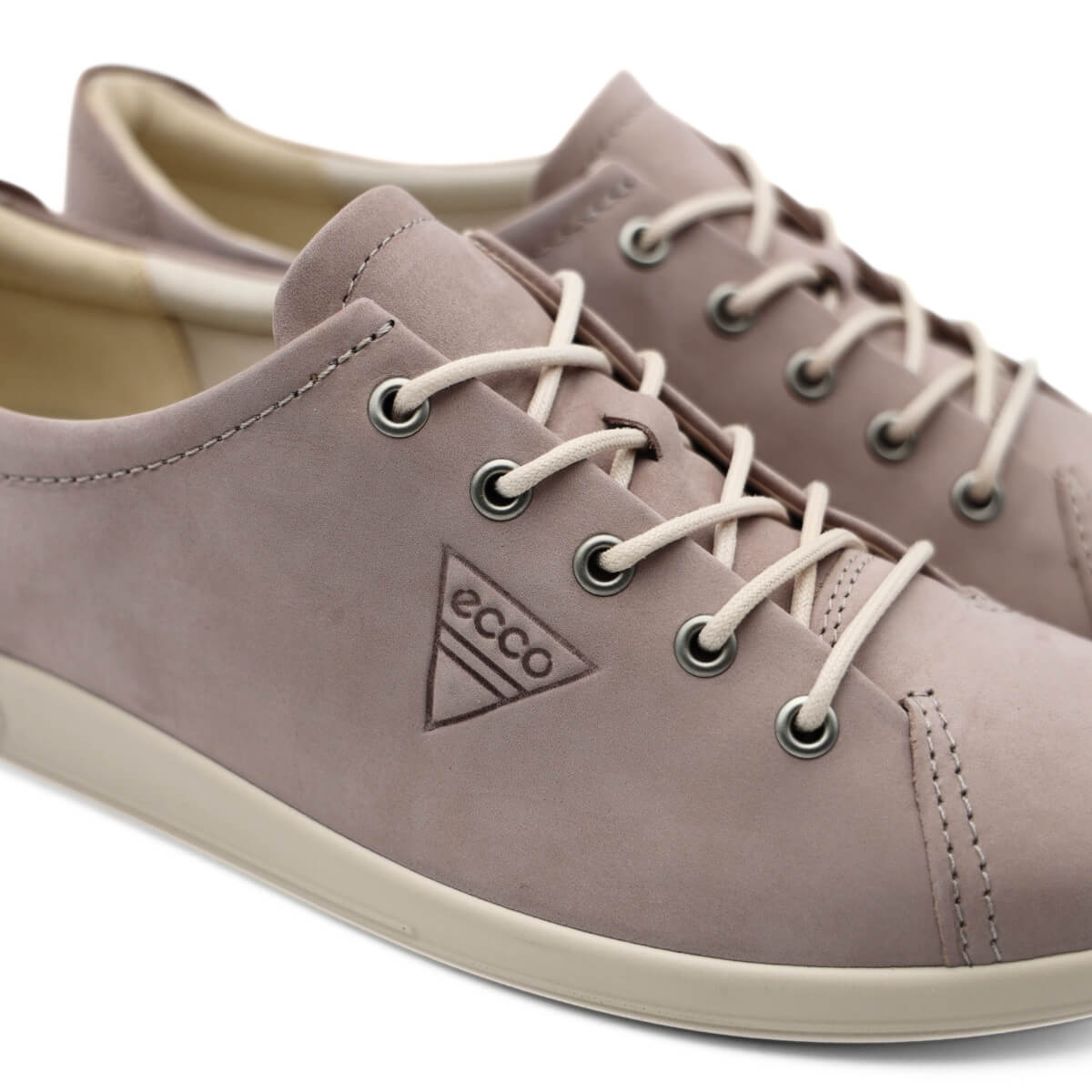 Sneakers ECCO Soft 2.0 taupe in pelle vista laterale.