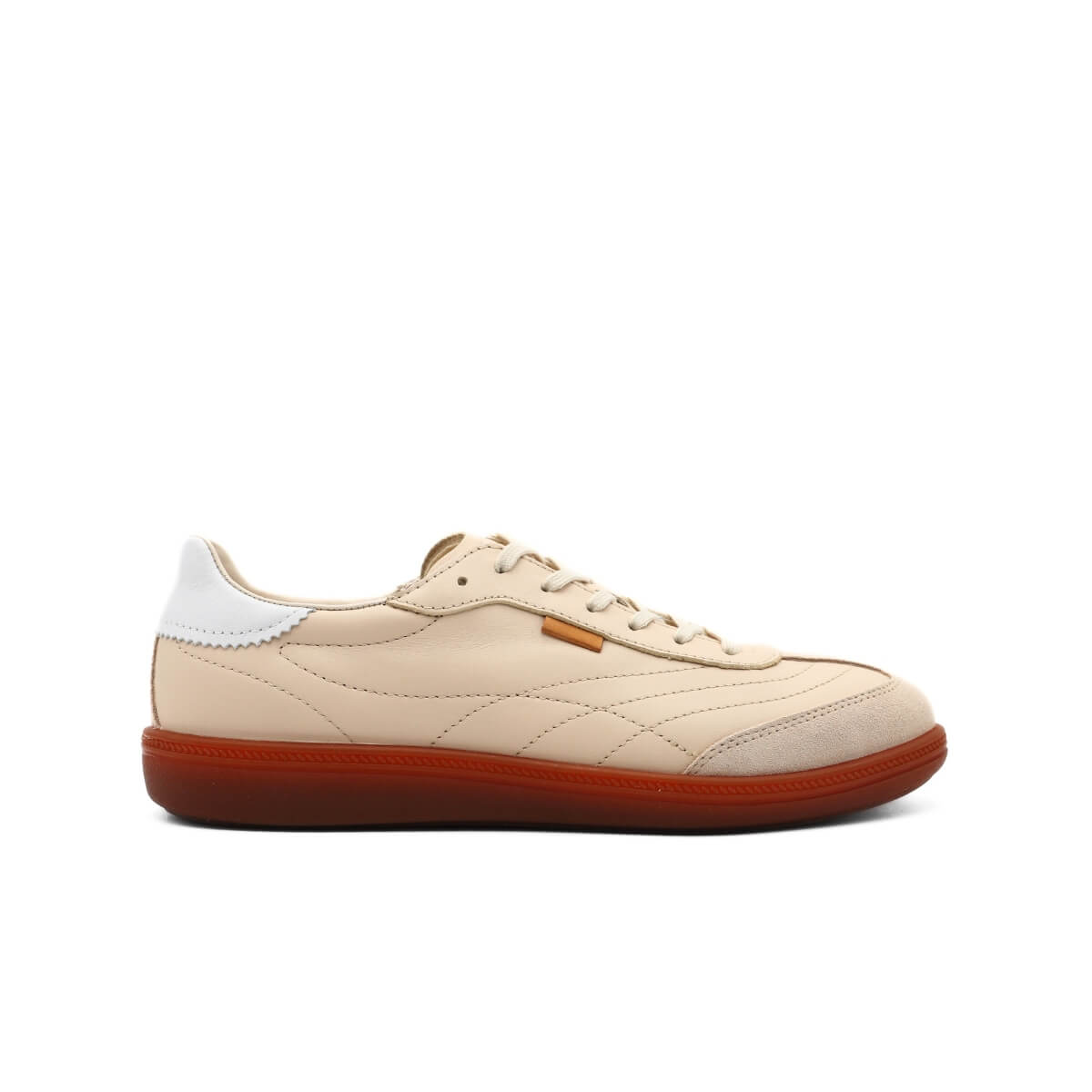 Sneakers ECCO Gruuv beige in pelle vista laterale.