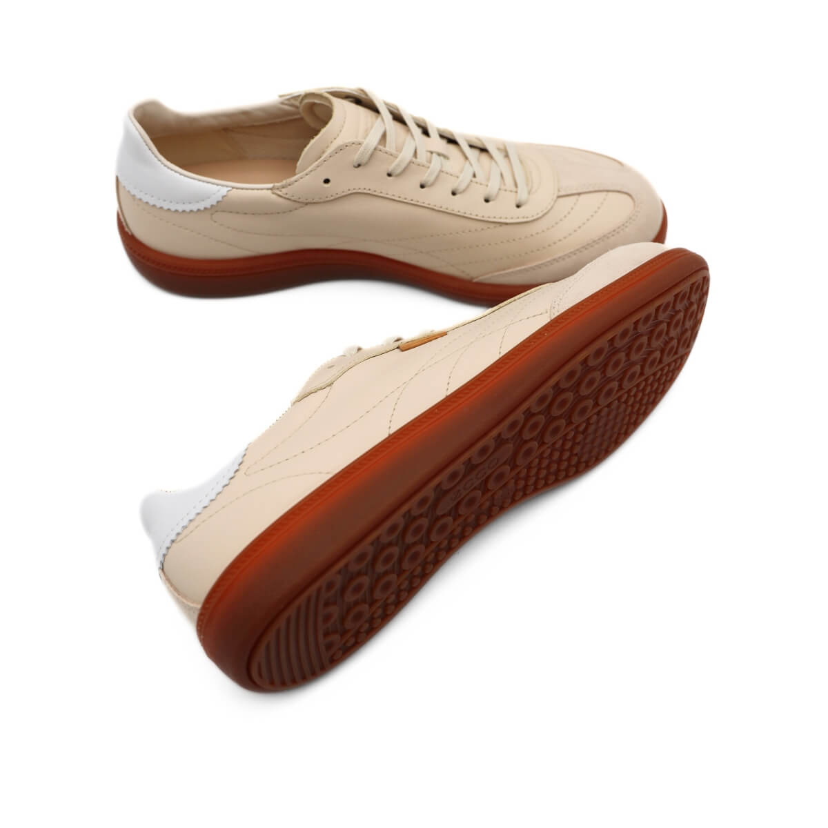 Sneakers ECCO Gruuv beige in pelle vista laterale.