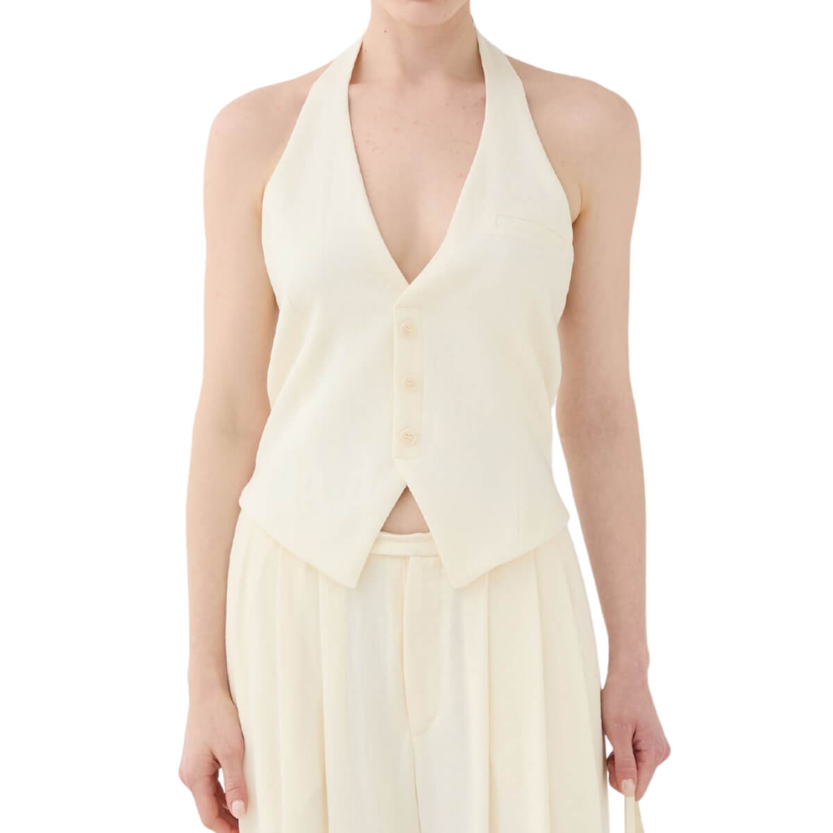 ELEH gilet donna panna con chiusura bottoni