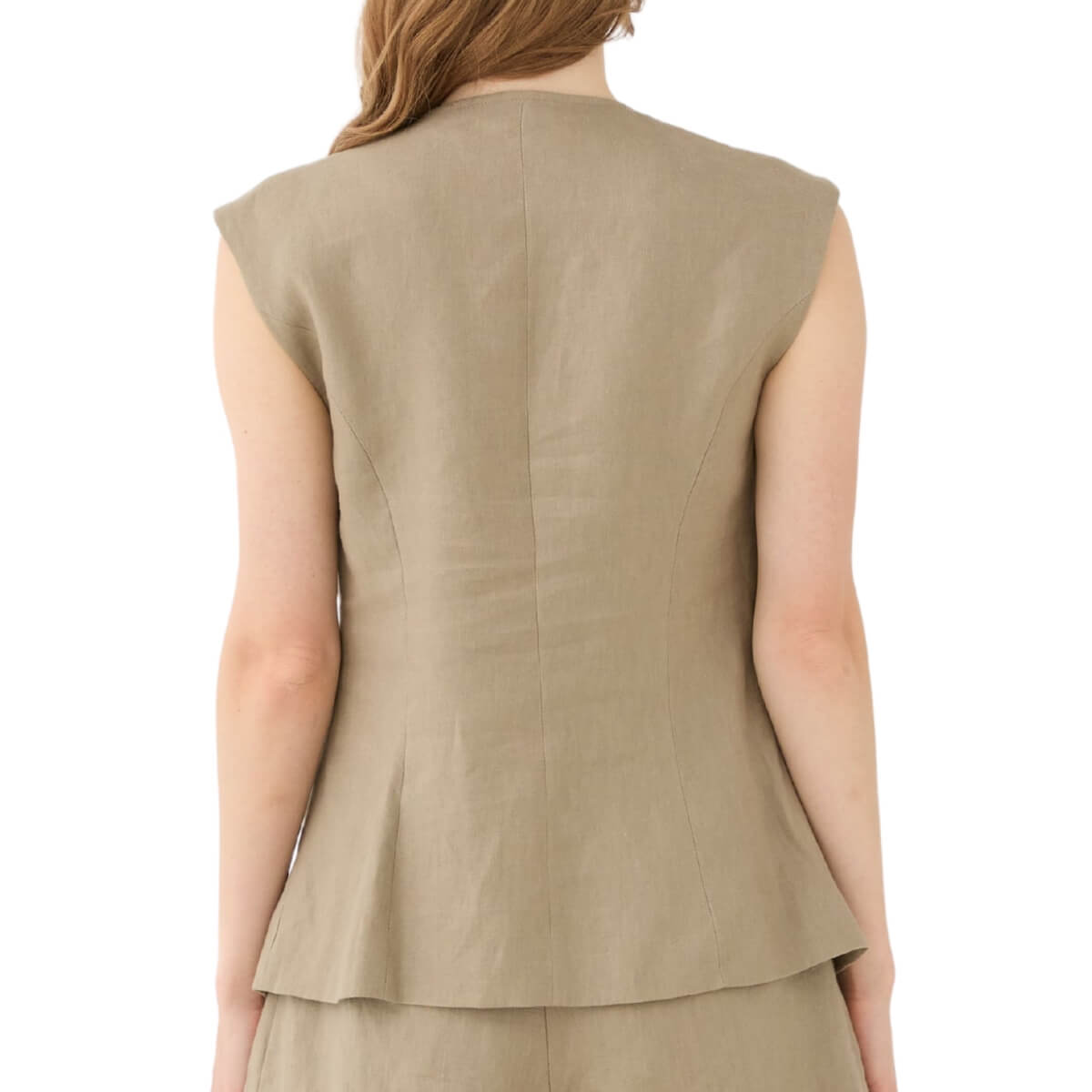 Gilet puro lino di colore tortora ELEH retro