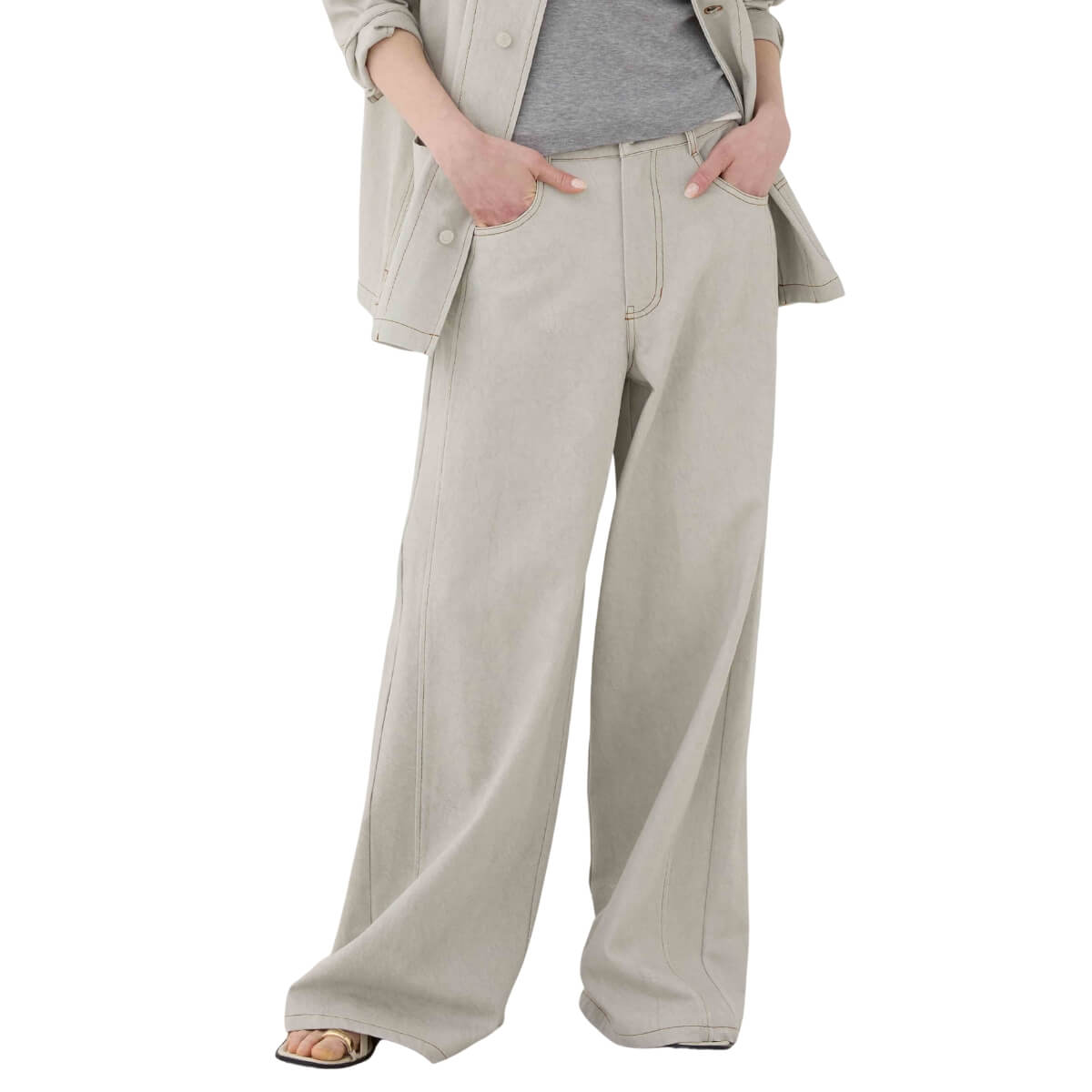 Jeans Eleh grigio in denim cotone dallo stile morbido e contemporaneo.