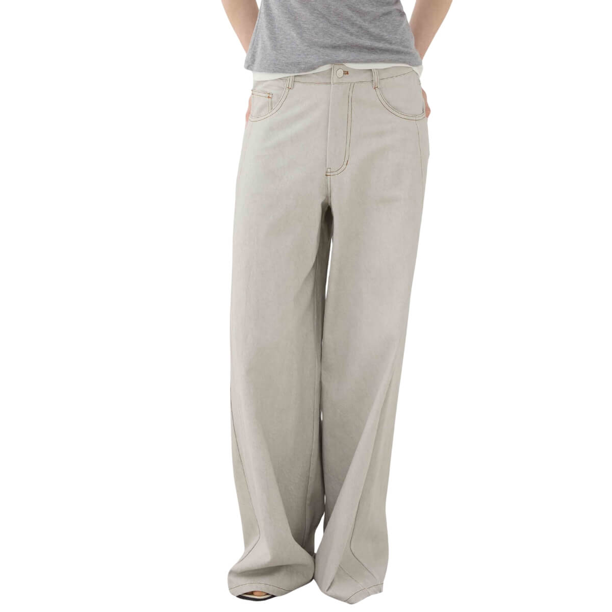 Jeans Eleh grigio in denim cotone dallo stile morbido e contemporaneo
