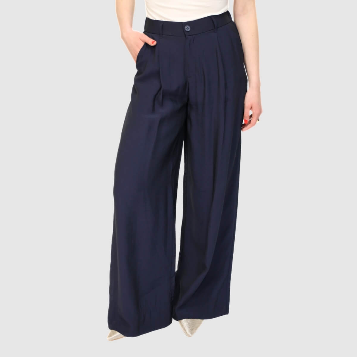 ELEH PANTALONE PALAZZO 170 BLU NAVY