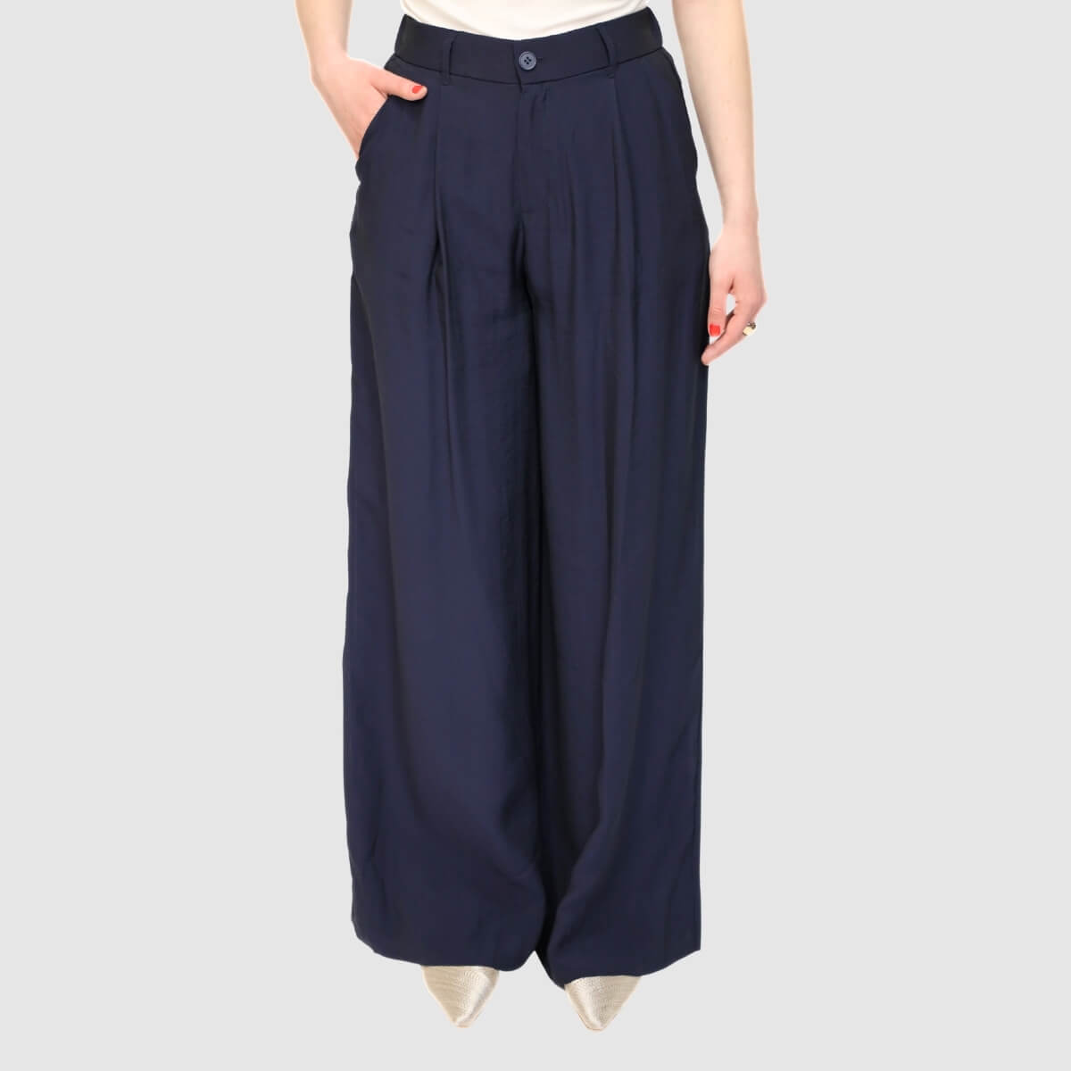 ELEH PANTALONE PALAZZO 170 BLU NAVY