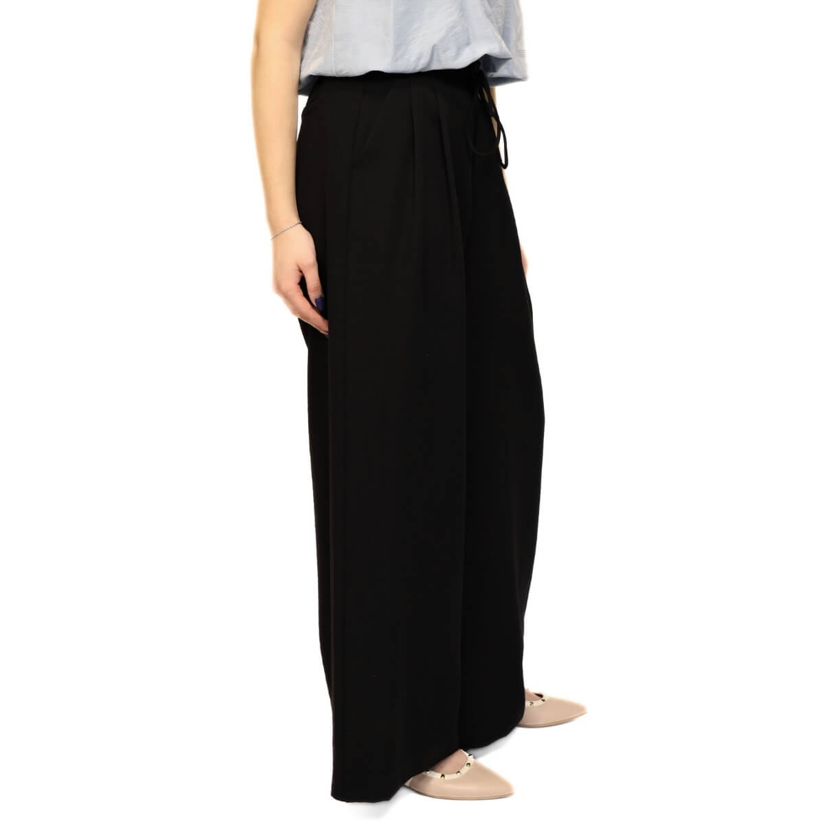 Pantalone ELEH SS260033 Nero elegante in tessuto fluido