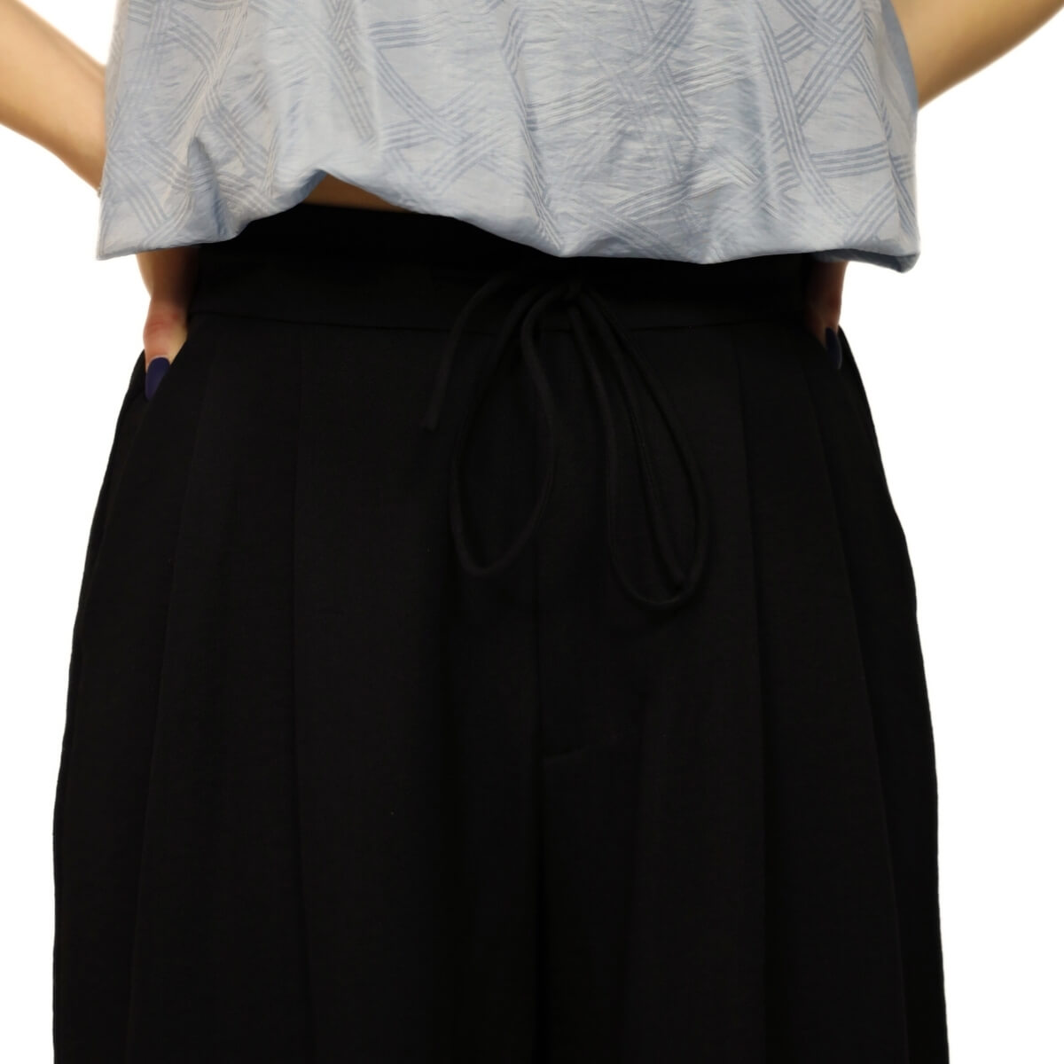 Pantalone ELEH SS260033 Nero elegante in tessuto fluido
