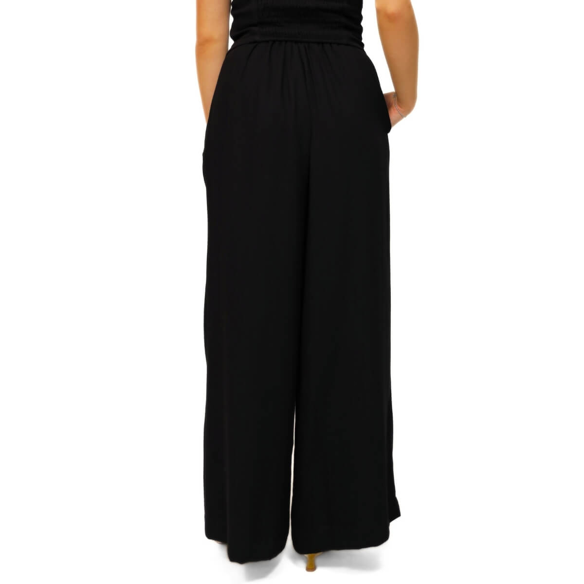 Pantalone ELEH SS260043 nero elegante in tessuto pregiato