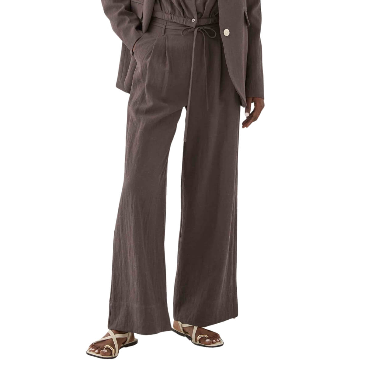 Pantalone sartoriale da donna Eleh SS260121 grigiocon laccio in vita