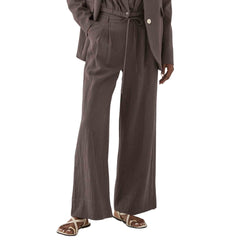 Pantalone sartoriale da donna Eleh SS260121 grigiocon laccio in vita