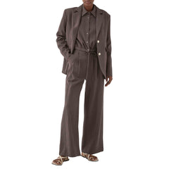 Pantalone sartoriale da donna Eleh SS260121 grigiocon laccio in vita