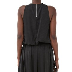 Top nero ELEH arricciato sul fondo con zip retro
