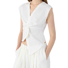 Top donna bianco Eleh in cotone di qualità