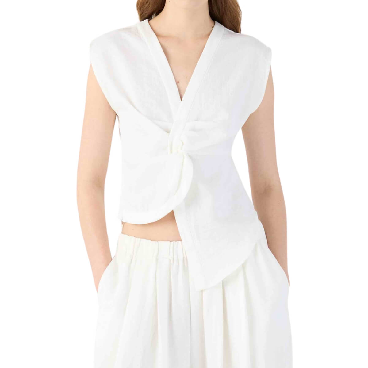 Top donna bianco Eleh in cotone di qualità