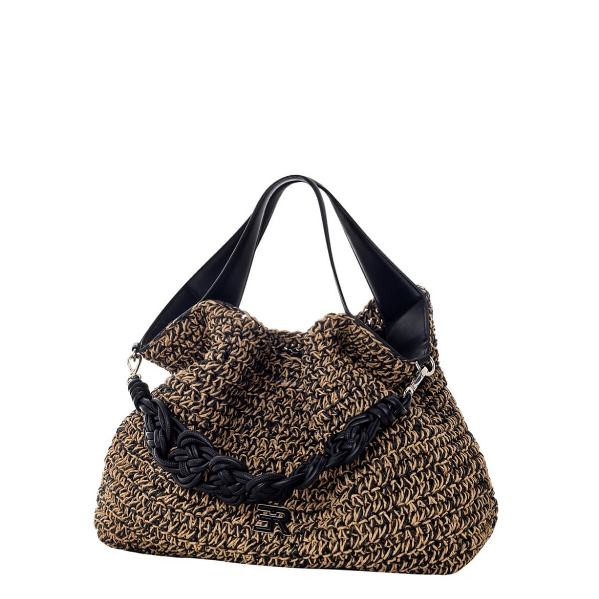 ERMANNO SCERVINO LARGE HOBO ANIKA 12402083 RAFIA NERO