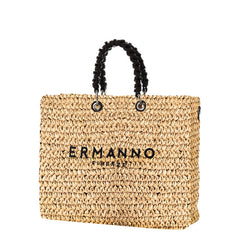 ERMANNO SCERVINO LARGE TOTE ASHLEY 12402082 RAFIA BEIGE