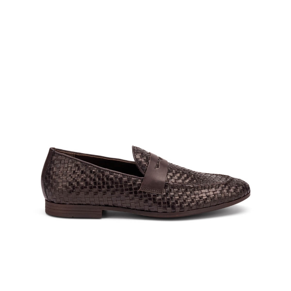 Mocassino uomo FRAU 34V8 marrone in pelle intrecciata elegante