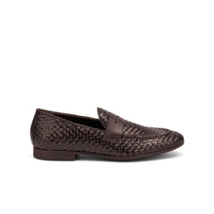 Mocassino uomo FRAU 34V8 marrone in pelle intrecciata elegante