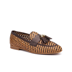 Mocassino Frau in pelle beige con nappine decorative