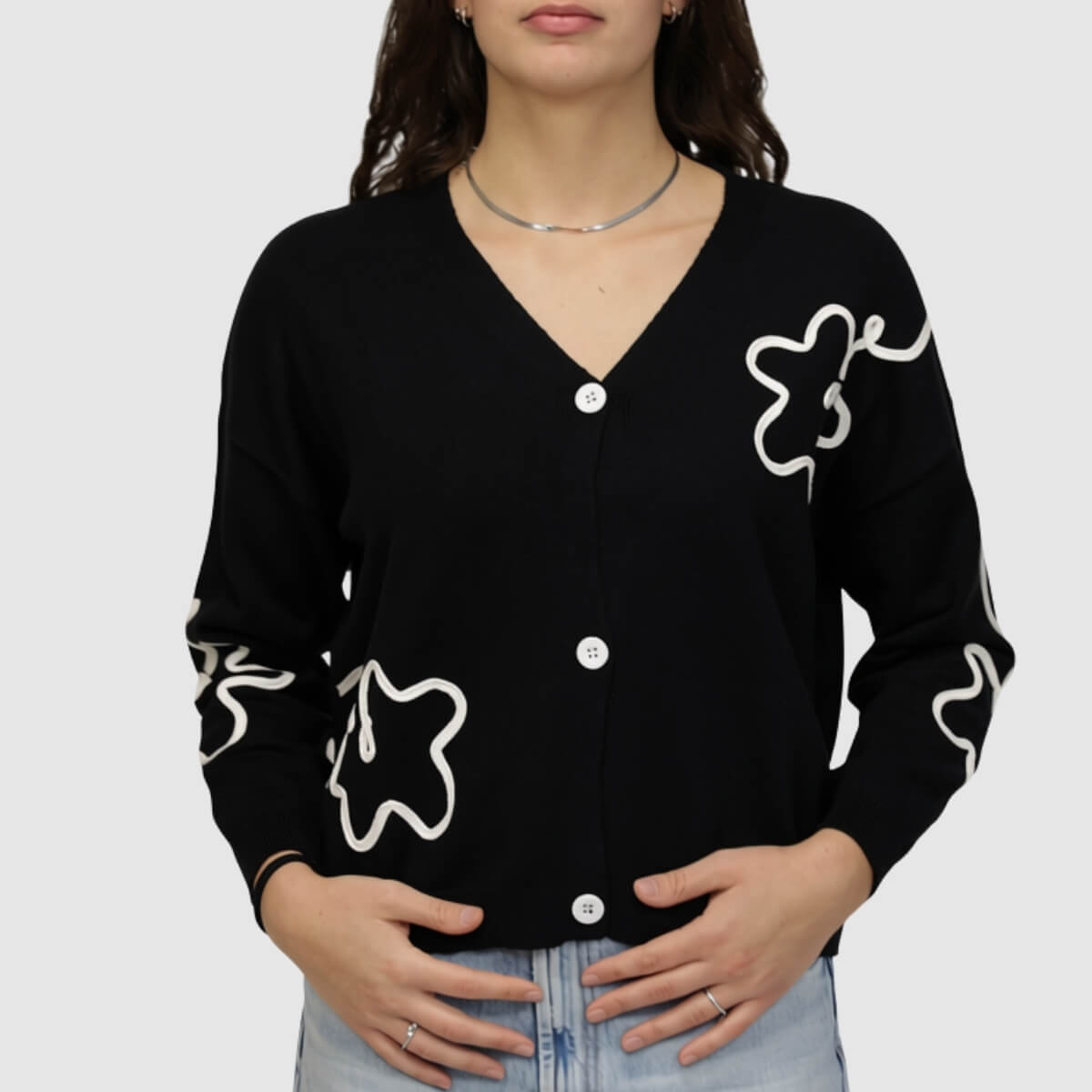 FRESH FLOWER MAGLIONCINO FF957 NERO FIORI