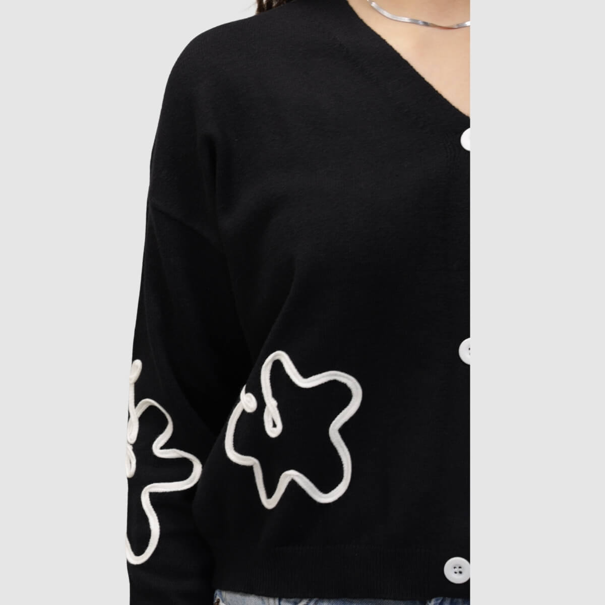 FRESH FLOWER MAGLIONCINO FF957 NERO FIORI