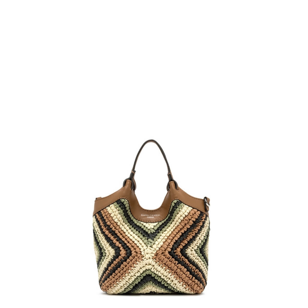 GIANNI CHIARINI BORSA DUA MINI BS12188 RAFFIA CUOIO