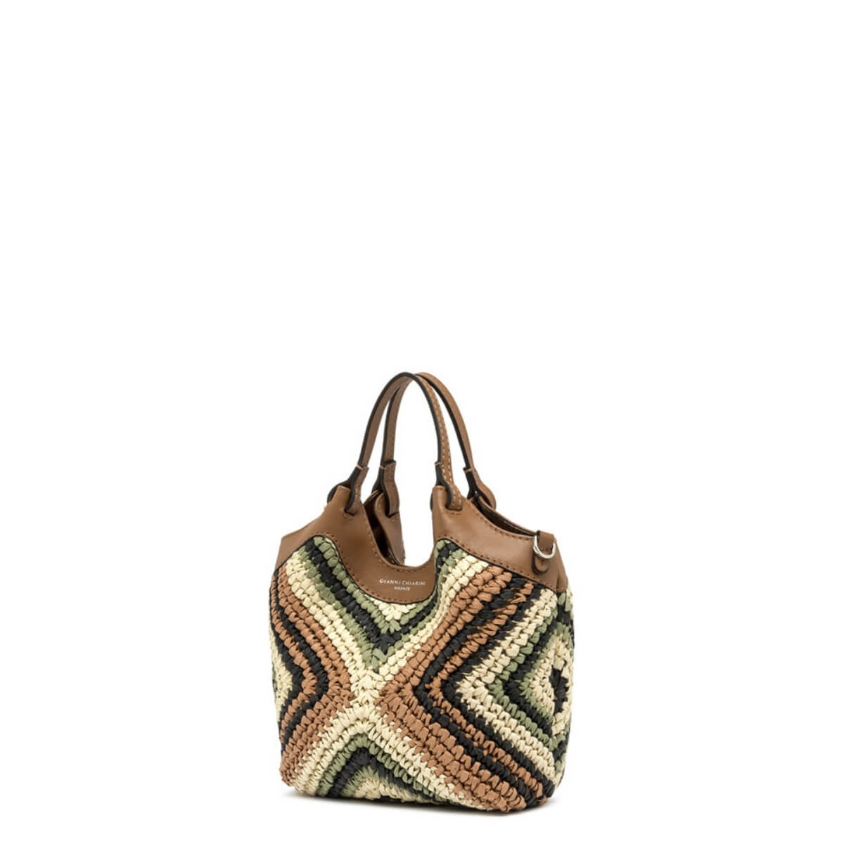 GIANNI CHIARINI BORSA DUA MINI BS12188 RAFFIA CUOIO