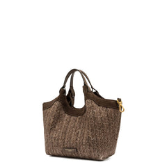 Borsa Gianni Chiarini Dua in paglia intrecciata colore choco con manici in pelle