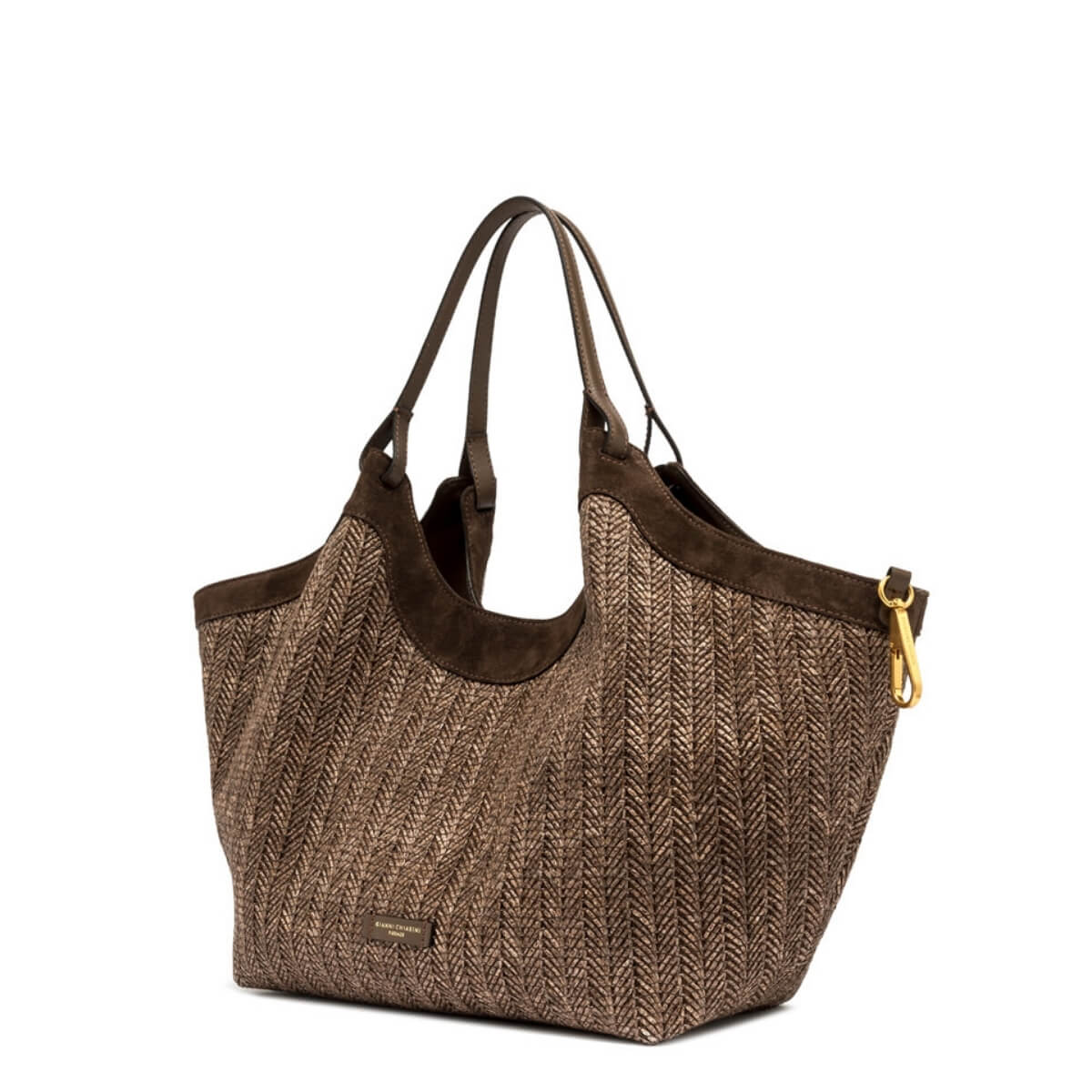 Borsa Gianni Chiarini Dua BS12340 Choco in paglia intrecciata colore marrone.