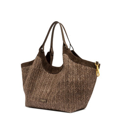 Borsa Gianni Chiarini Dua BS12340 Choco in paglia intrecciata colore marrone.