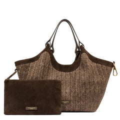 Borsa Gianni Chiarini Dua BS12340 Choco in paglia intrecciata colore marrone.