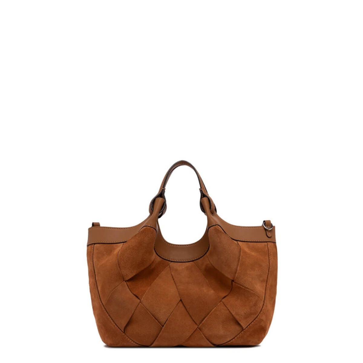 Borsa Gianni Chiarini Dua in pelle scamosciata color caramello con trama geometrica retro