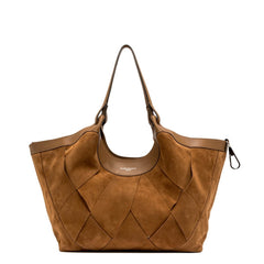 Borsa Gianni Chiarini Dua in pelle scamosciata color caramello con trama geometrica
