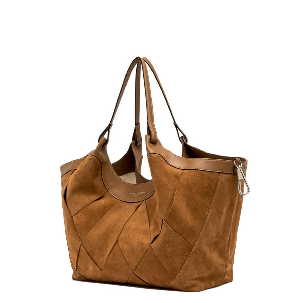 Borsa Gianni Chiarini Dua in pelle scamosciata color caramello con trama geometrica