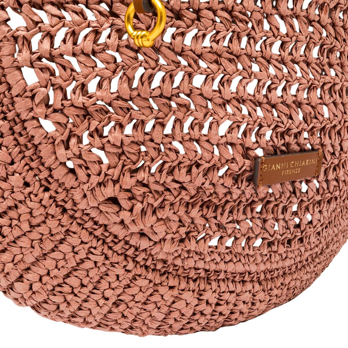 GIANNI CHIARINI BORSA HOBO PAGLIA CROCHET NEFELI BS11954 ROSA BLUSH